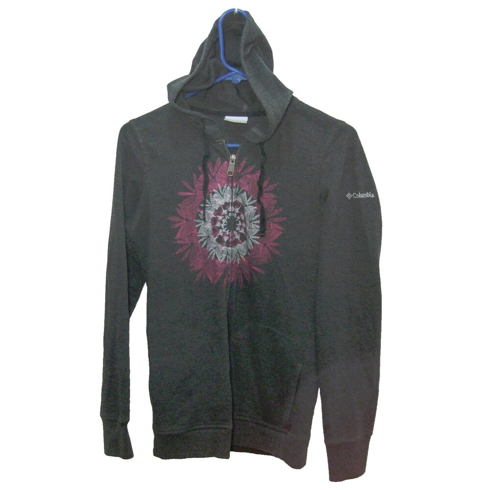 COLUMBIA Women's (Size Small) Gray Long Sleeve Hoodie Full Zip Hooded Sweatshirt